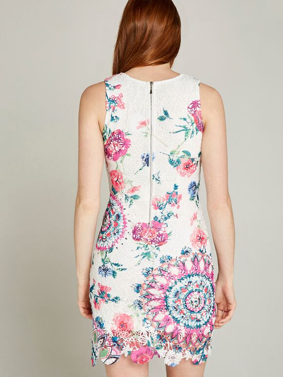 Spirograph And Rose Lace Shift Dress, Pink, large