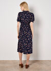 Ditsy Floral Milkmaid Midi Dress, Navy, large