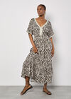 Ikat Swirl Shimmer Maxi Dress, Khaki, large