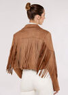 Fringed Suedette Jacket, Brown, large