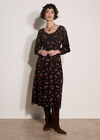 Floral Midi Dress, Black, large