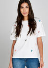 Embroidered Butterfly T-Shirt, Cream, large