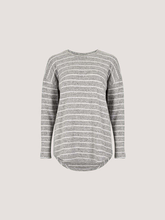 Soft Touch Stripe Top, Grey, large