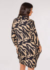 Zebra Roll Neck Cocoon Mini Dress, Stone, large