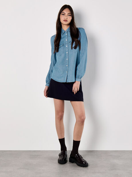 Balloon Sleeve Denim Shirt