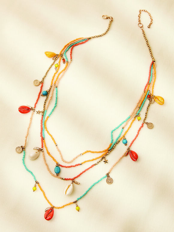 Colourful Beaded Layered Necklace, Assorted, large