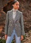 Dogtooth Tweed Blazer, Black, large