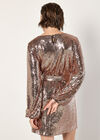 Sequin Shift Mini Dress, Brown, large