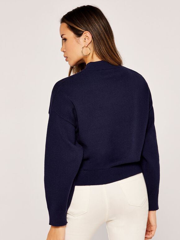 Boxy Pocket Jumper, Navy, large