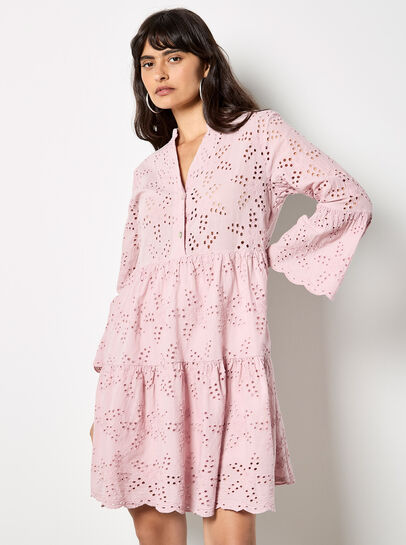 Broderie Anglaise Tiered Mini Dress