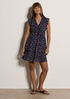 Ditsy Floral Chiffon Mini Dress, Navy, large