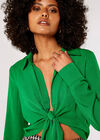 Waist Tie Cropped Top, Green, large