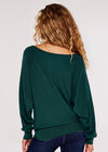 Stud Detail Batwing Jumper, Green, large