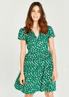 Floral Bud V Neck Empire Dress, Green, large
