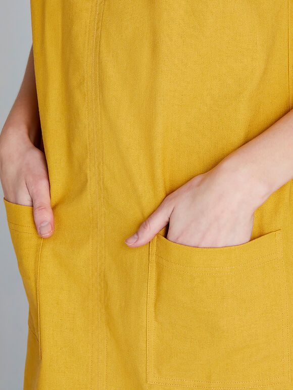 Lattice Edge Shift Dress, Mustard, large