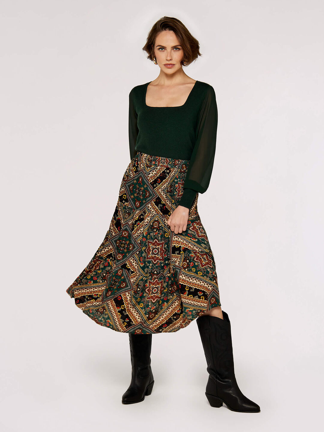 Image of Chiffon Sleeve Knitted Jumper