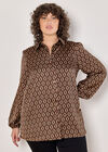 Curve Retro Diamond Satin Shirt, Rust, large