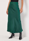 Satin Bias Midi Skirt, Green, large