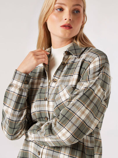 Oversized Plaid Shirt Mini Dress