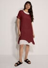 Slub Shimmer Tunic Mini Dress, Burgundy, large