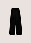 Wide-Leg Pleated Tailored Trousers, Black, large