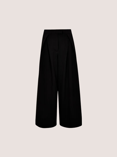Wide-Leg Pleated Tailored Trousers