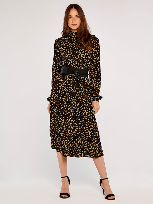 Brush Spot Dress, Black, large