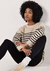 Stripe Rib Knit Longline Jumper, Stone, large