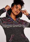 Hooded Fair Isle Jumper, Dark Grey - Charcoal, large