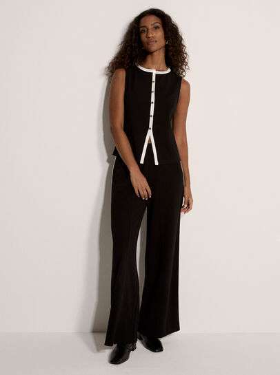 Jersey Crepe Stripe Wide-Leg Trousers