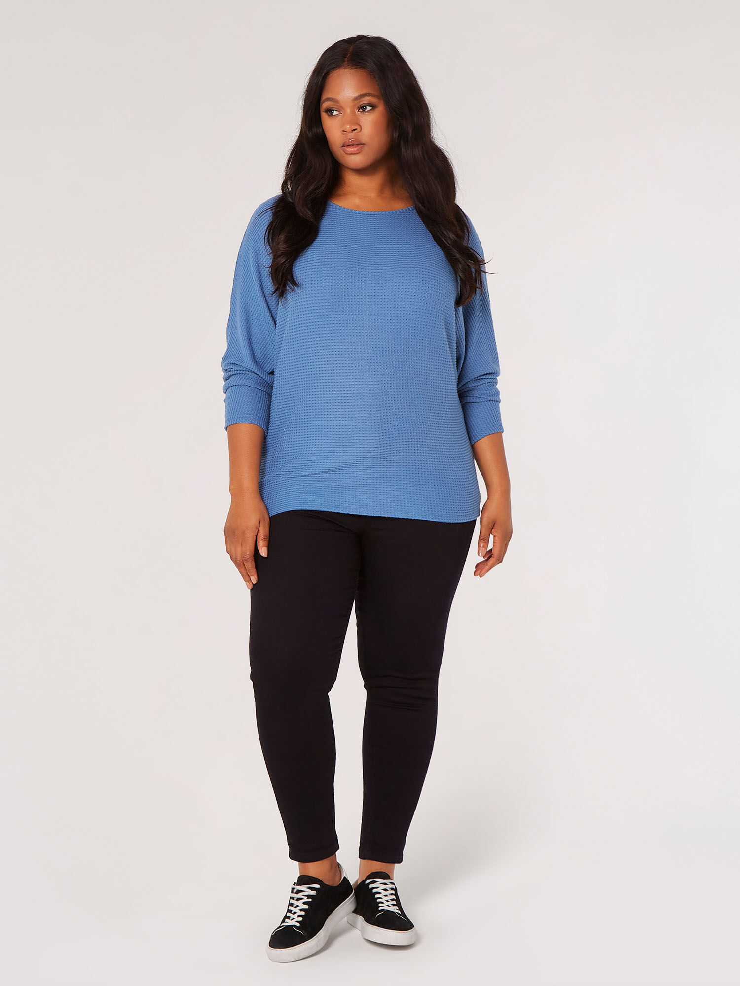 Curve Soft Textured Batwing Top Apricot Clothing