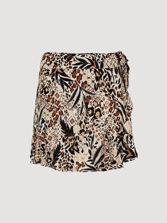 Mixed Animal Print Skort, Stone, large