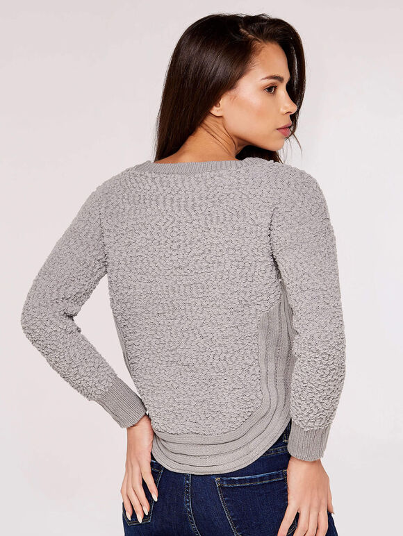 Textured Knit Jumper, Light Grey / Silver, large