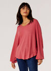 Oversized Waffle Knit Top, Pink, large