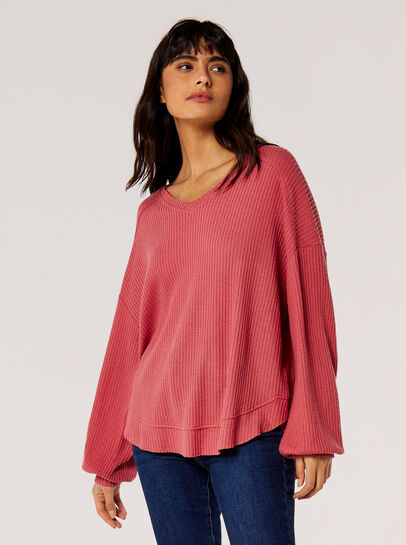 Oversized Waffle Knit Top