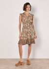 Ditsy Floral Ruffle Mini Dress, Khaki, large