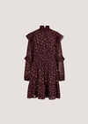 Ditsy Floral Chiffon Tiered Mini Dress, Burgundy, large