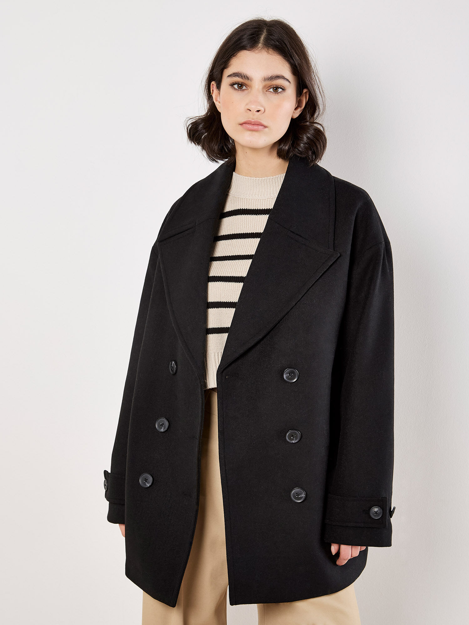 Tailored Double-Breasted Peacoat | Apricot Clothing
