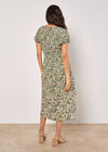 Watercolour Floral Milkmaid Midi Dress, Green, large