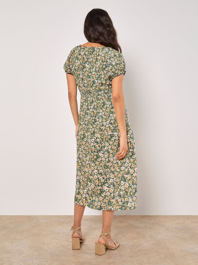 Watercolour Floral Milkmaid Midi Dress