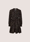 Irregular Spot Crepe Mini Dress, Black, large