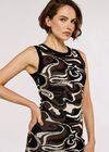 Knitted Swirl Bodycon Mini Dress, Brown, large
