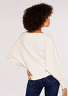 Rib Batwing Crop Jumper, Cream, large