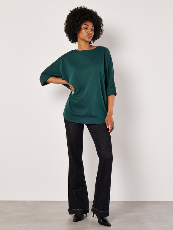 Jersey Knit Batwing Top, Green, large