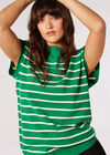 Breton Stripe Longline Knitted Top, Green, large