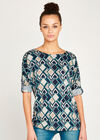 Diamond Geos Side Ruche Top, Navy, large