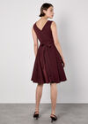 Metallic Pleat Skater Mini Dress, Burgundy, large
