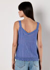 Floral Embroidery Crochet Cotton Top, Purple, large