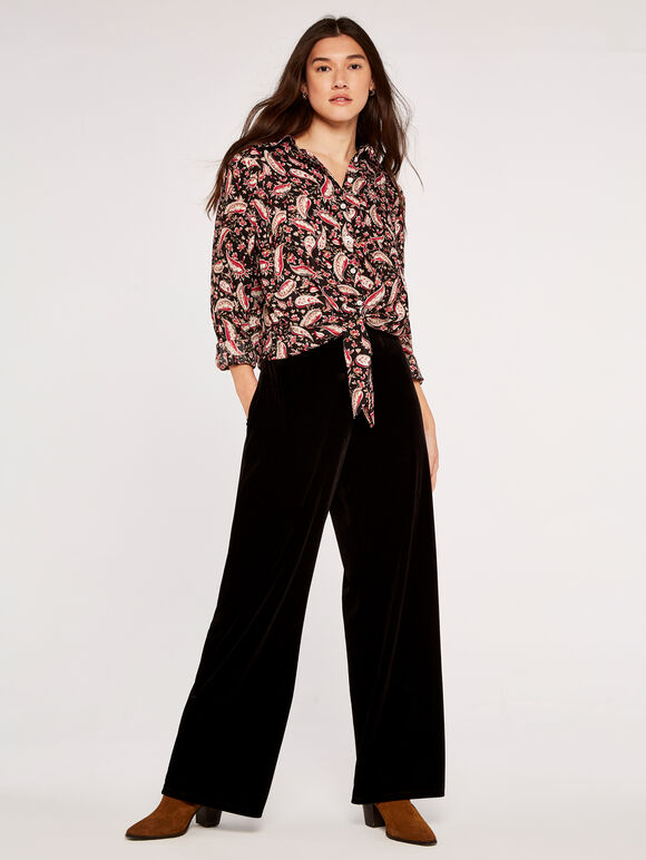 Watercolour Paisley  Top, Black, large
