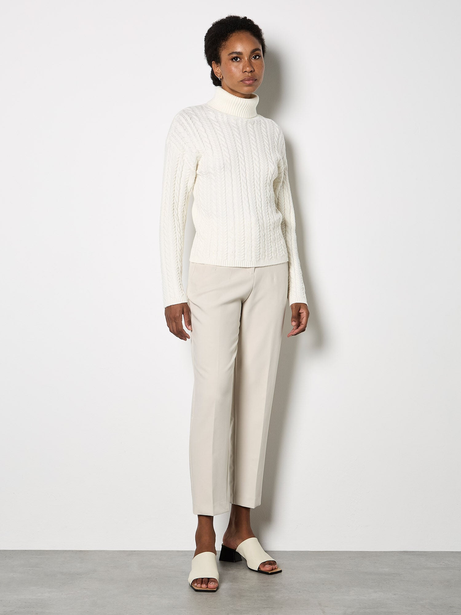 Turtle Neck Cable Front Jumper | Apricot Clothing